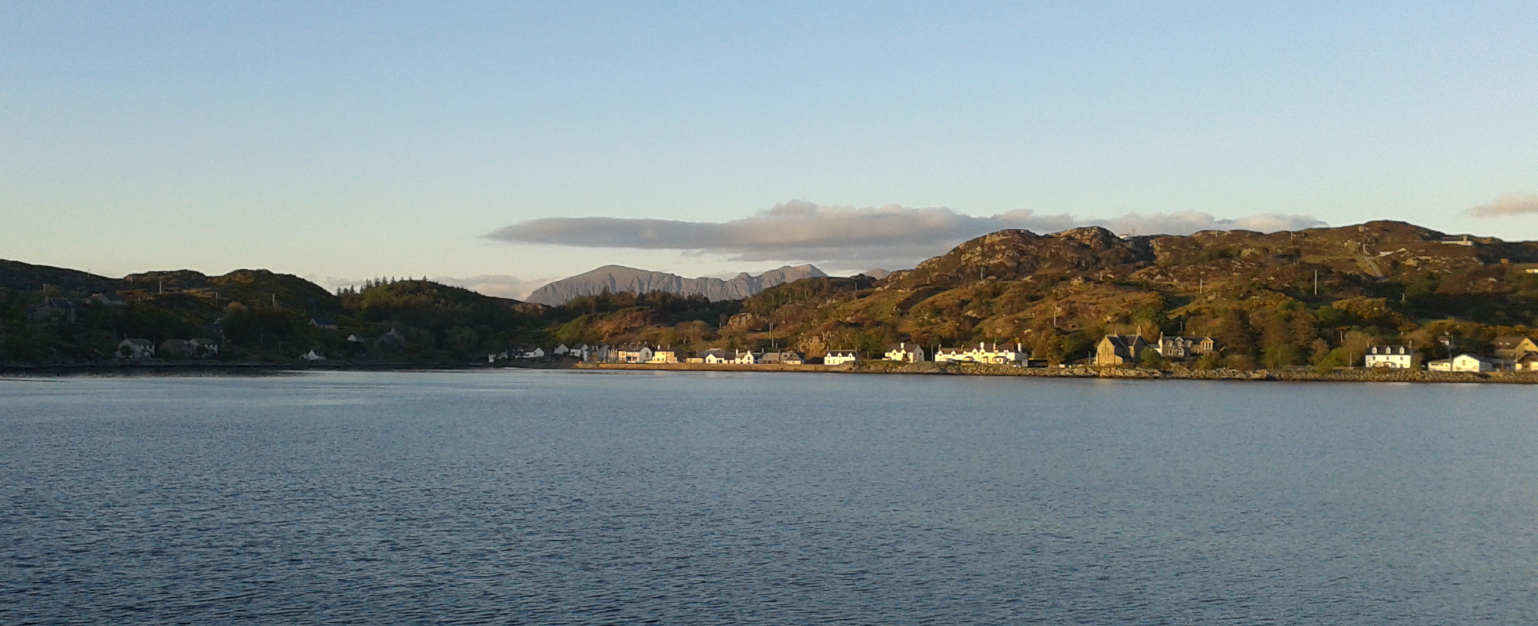 Lochinver from the harbour, Quinag in the background